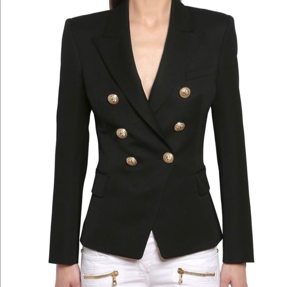 Fitted black Balmain replica blazer/jacket size S